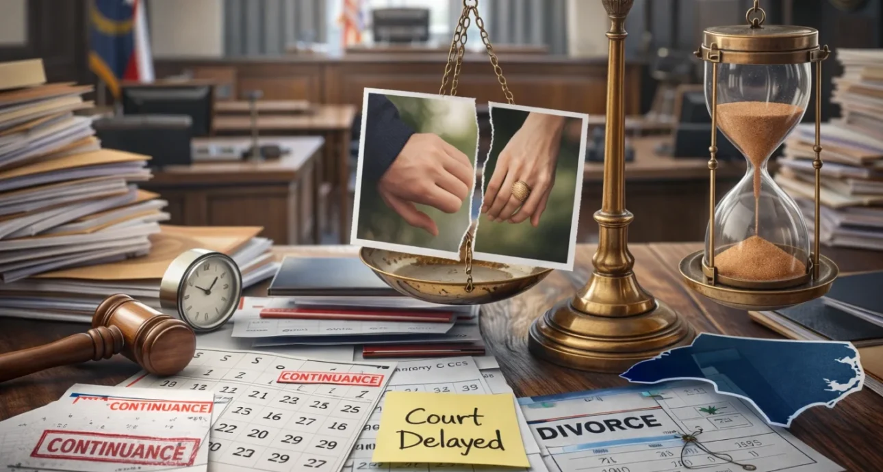 divorce continuances NC